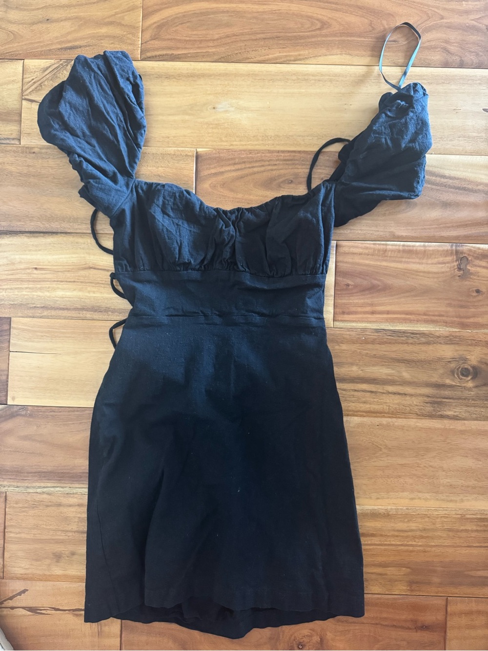 American Threads Black Tie-Detail Mini Dress